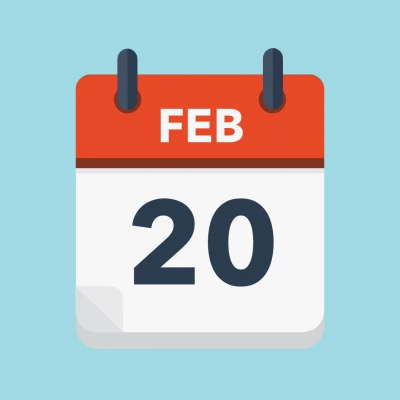 Calendar icon showing 20th February